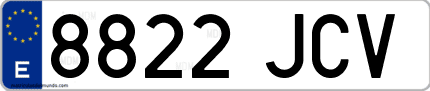 Ejemplo de matrícula de coche ordinaria 8822 JCV
