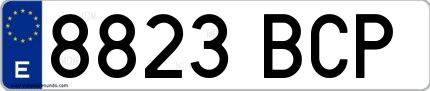 Ejemplo de matrícula española 8823 BCP
