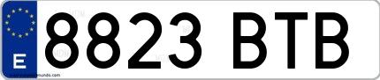 Ejemplo de matrícula española 8823 BTB