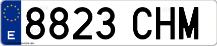 Ejemplo de matrícula de coche ordinaria 8823 CHM