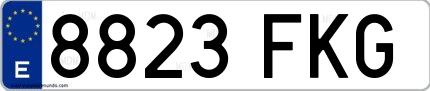 Ejemplo de matrícula española 8823 FKG