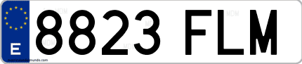 Ejemplo de matrícula de coche ordinaria 8823 FLM
