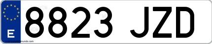 Ejemplo de matrícula española 8823 JZD