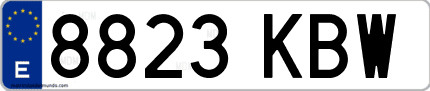 Ejemplo de matrícula de coche ordinaria 8823 KBW