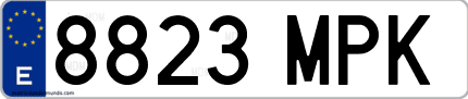 Ejemplo de matrícula de coche ordinaria 8823 MPK