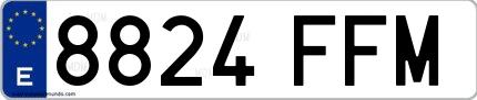 Ejemplo de matrícula española 8824 FFM