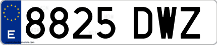 Ejemplo de matrícula de coche ordinaria 8825 DWZ