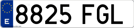 Ejemplo de matrícula de coche ordinaria 8825 FGL