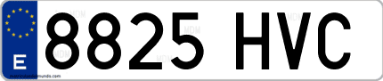 Ejemplo de matrícula de coche ordinaria 8825 HVC