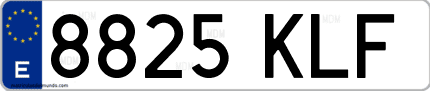 Ejemplo de matrícula de coche ordinaria 8825 KLF