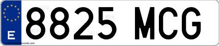 Ejemplo de matrícula de coche ordinaria 8825 MCG