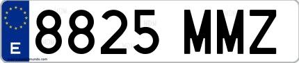 Ejemplo de matrícula española 8825 MMZ