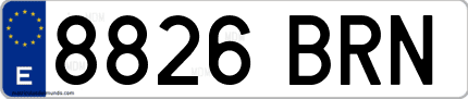 Ejemplo de matrícula de coche ordinaria 8826 BRN
