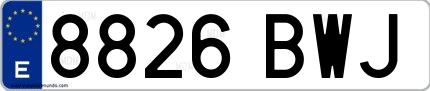 Ejemplo de matrícula española 8826 BWJ