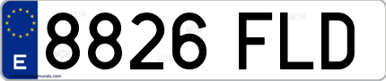 Ejemplo de matrícula de coche ordinaria 8826 FLD