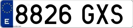 Ejemplo de matrícula española 8826 GXS
