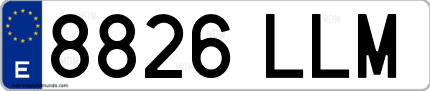 Ejemplo de matrícula de coche ordinaria 8826 LLM