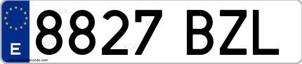 Ejemplo de matrícula española 8827 BZL