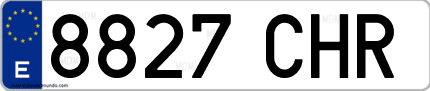 Ejemplo de matrícula de coche ordinaria 8827 CHR