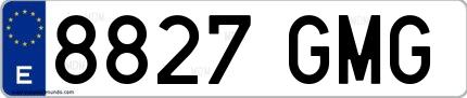 Ejemplo de matrícula española 8827 GMG