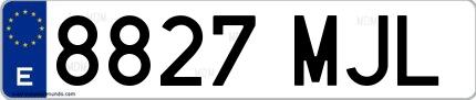Ejemplo de matrícula española 8827 MJL