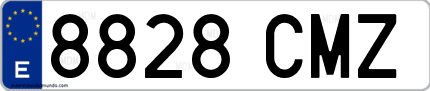 Ejemplo de matrícula de coche ordinaria 8828 CMZ