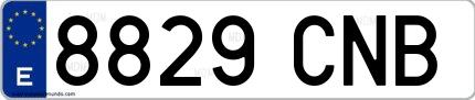Ejemplo de matrícula española 8829 CNB