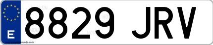 Ejemplo de matrícula española 8829 JRV