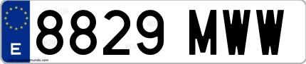 Ejemplo de matrícula española 8829 MWW