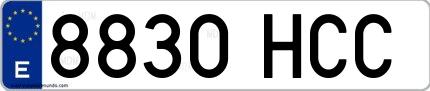 Ejemplo de matrícula española 8830 HCC