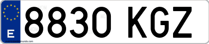 Ejemplo de matrícula de coche ordinaria 8830 KGZ