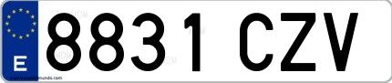 Ejemplo de matrícula española 8831 CZV