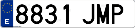 Ejemplo de matrícula de coche ordinaria 8831 JMP