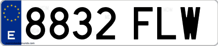 Ejemplo de matrícula de coche ordinaria 8832 FLW