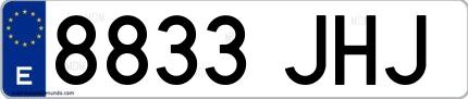 Ejemplo de matrícula española 8833 JHJ