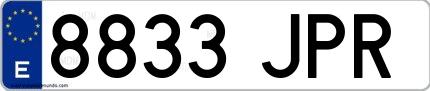 Ejemplo de matrícula española 8833 JPR