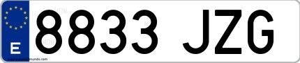 Ejemplo de matrícula española 8833 JZG