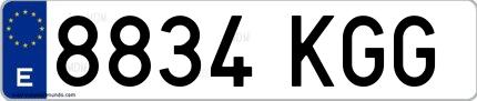 Ejemplo de matrícula española 8834 KGG