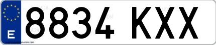 Ejemplo de matrícula española 8834 KXX