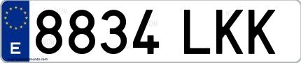 Ejemplo de matrícula española 8834 LKK