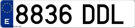 Ejemplo de matrícula española 8836 DDL