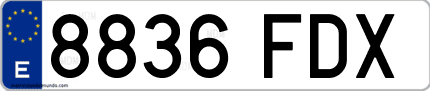 Ejemplo de matrícula de coche ordinaria 8836 FDX