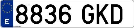 Ejemplo de matrícula española 8836 GKD