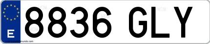Ejemplo de matrícula española 8836 GLY