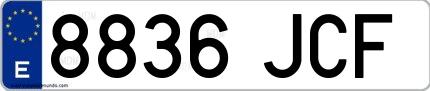 Ejemplo de matrícula española 8836 JCF