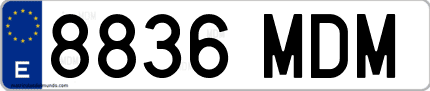 Ejemplo de matrícula de coche ordinaria 8836 MDM