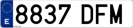 Ejemplo de matrícula española 8837 DFM
