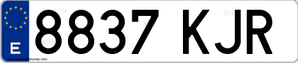 Ejemplo de matrícula de coche ordinaria 8837 KJR