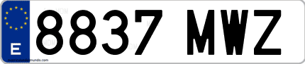 Ejemplo de matrícula de coche ordinaria 8837 MWZ