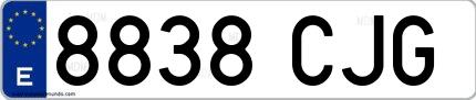 Ejemplo de matrícula española 8838 CJG